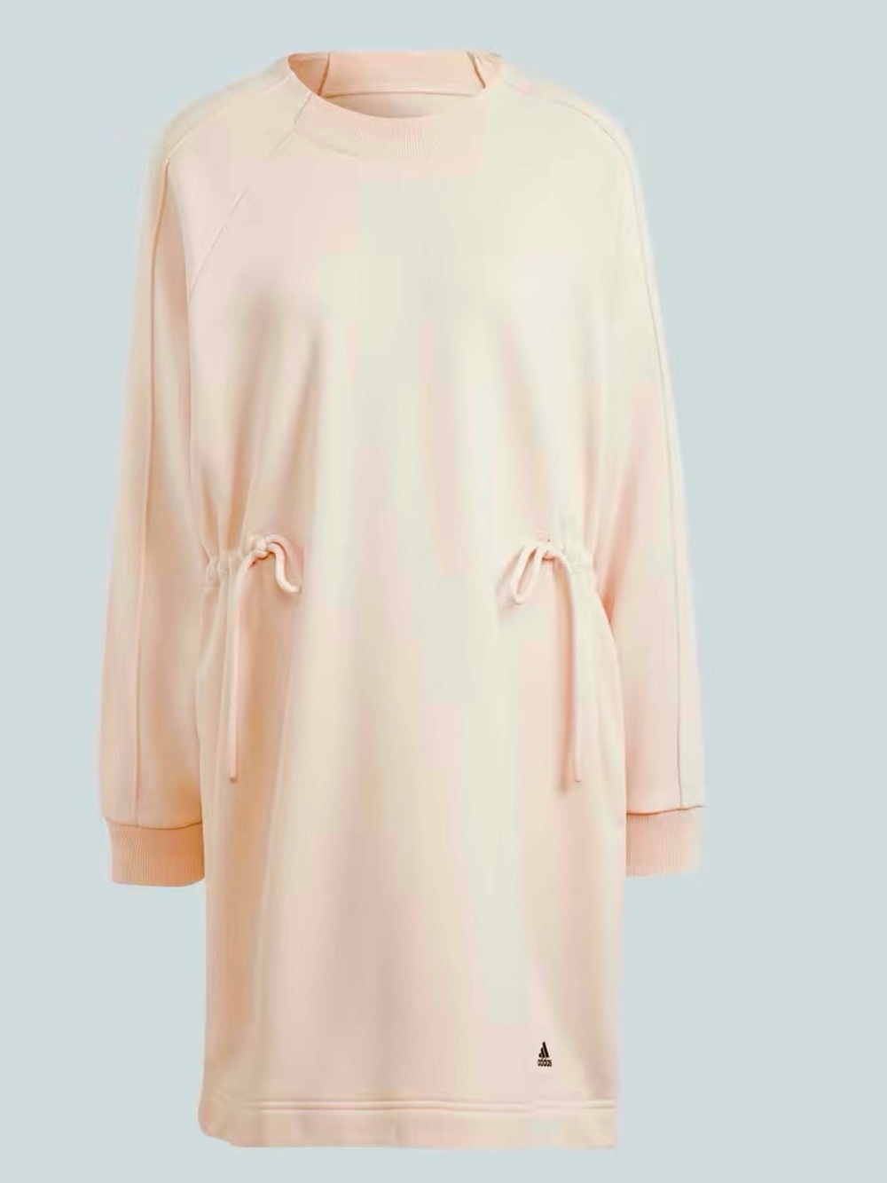 Adidas Soft Pink Drawstring Waist Long Sleeve Sweatshirt Dress L-LXL